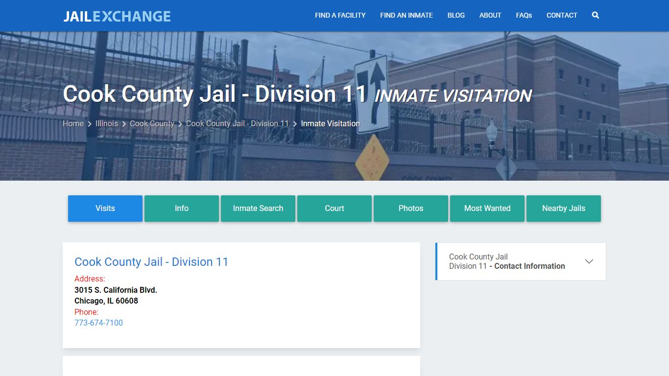 Inmate Visitation - Cook County Jail - Division 11, IL - Jail Exchange